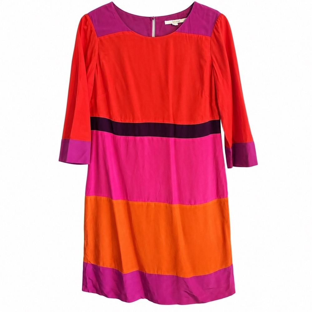 Boden Vibrant Colorblock Dress 3/4 Sleeves Size US 8 Long